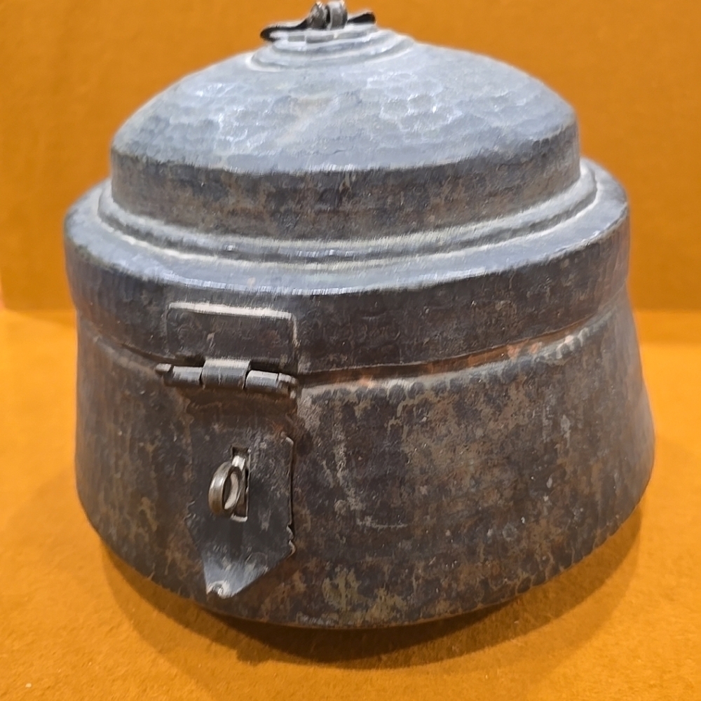 Antique Vtg Copper Round Chapati Bread Box